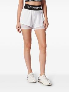 Plein Sport logo-waistband tennis shorts - Wit