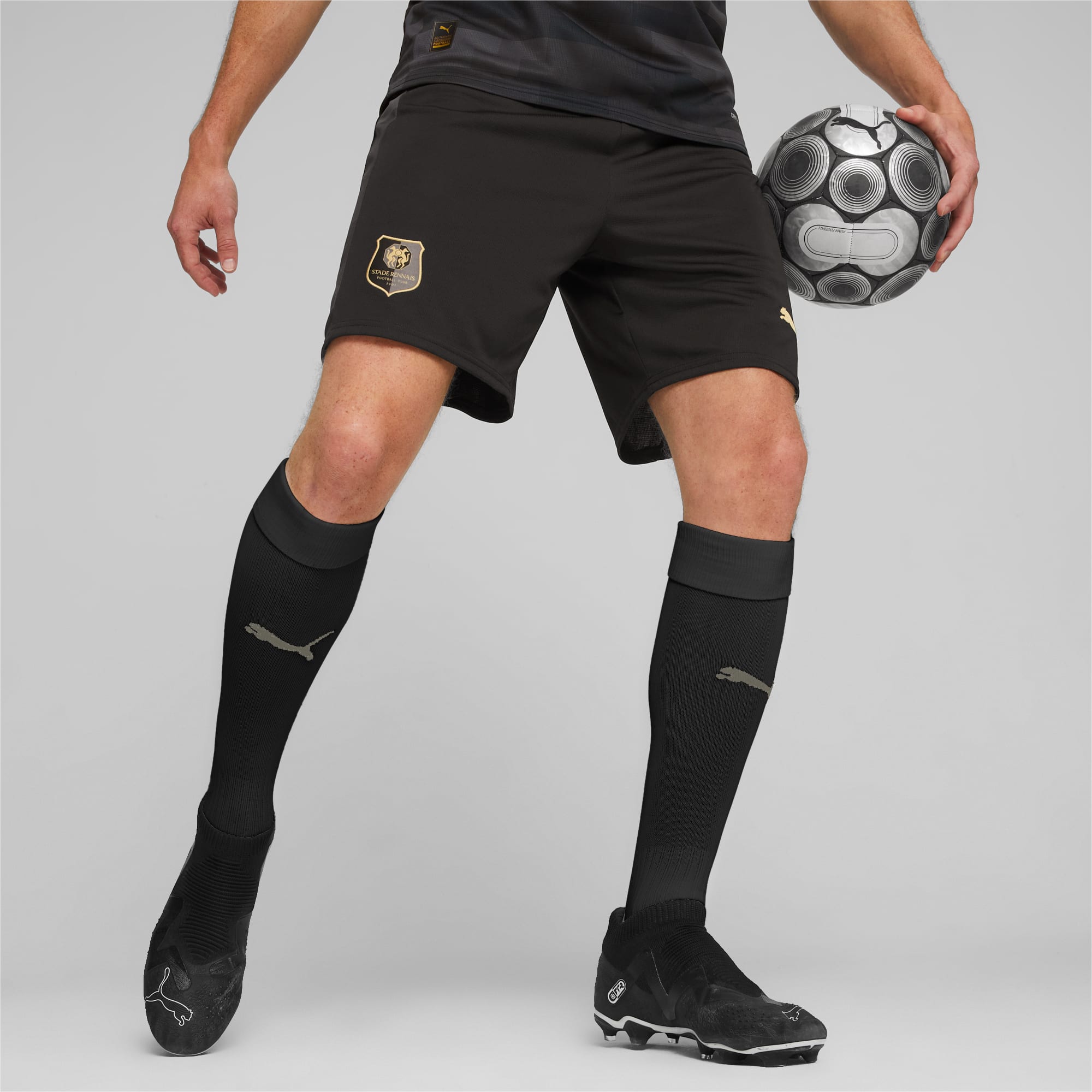 PUMA Stade Rennais F.C. voetbalshort, Goud/Zwart