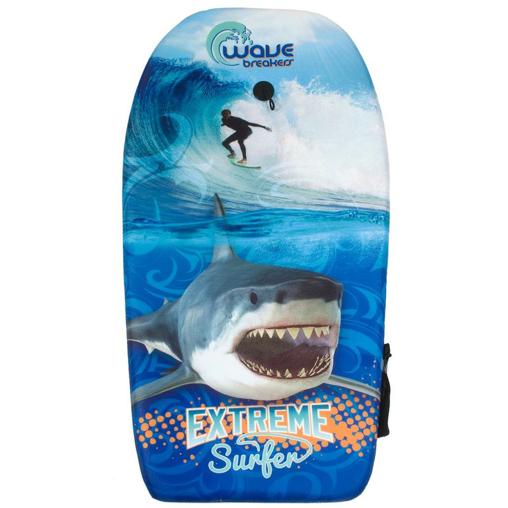 SportX Bodyboard - blauw - 83 x cm - schuim - haai en surfer -