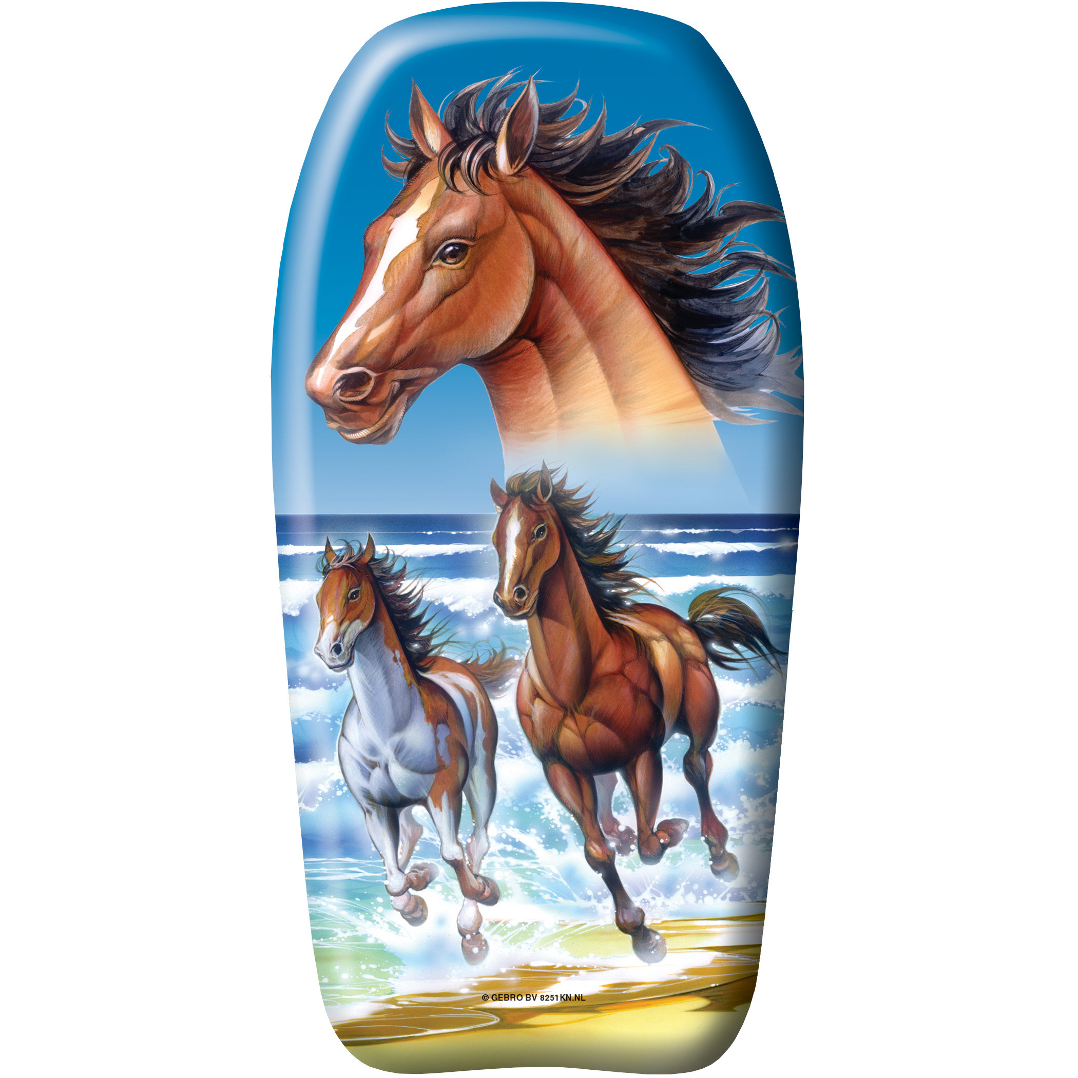 Merkloos Bodyboard paarden - kunststof - bruin/blauw - 82 x cm -