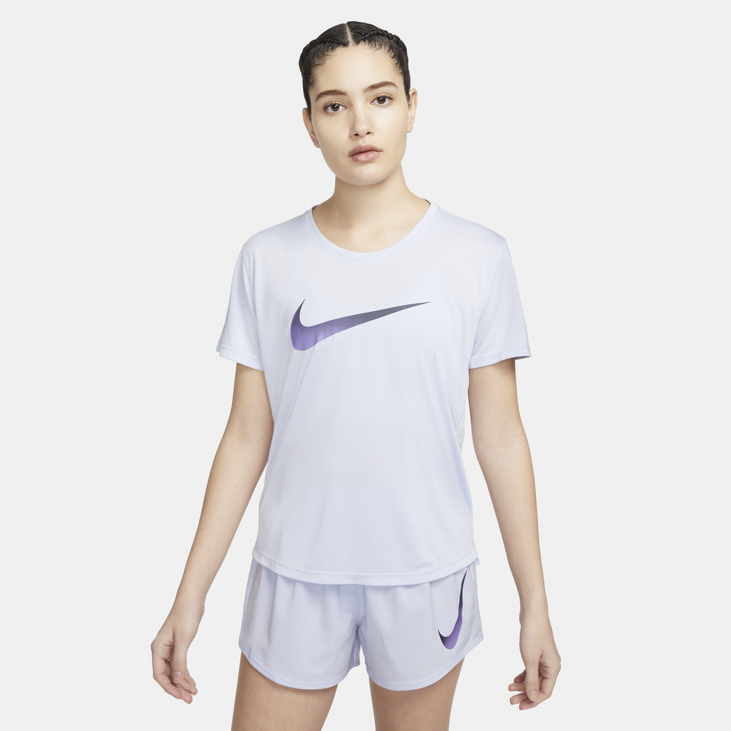 Nike Dri-FIT One Hardlooptop met korte mouwen voor dames - Paars