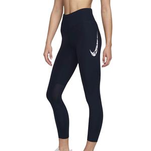 NIKE Swoosh Fast Mid-Rise 7/8-Leggings Damen 451 - obsidian/white