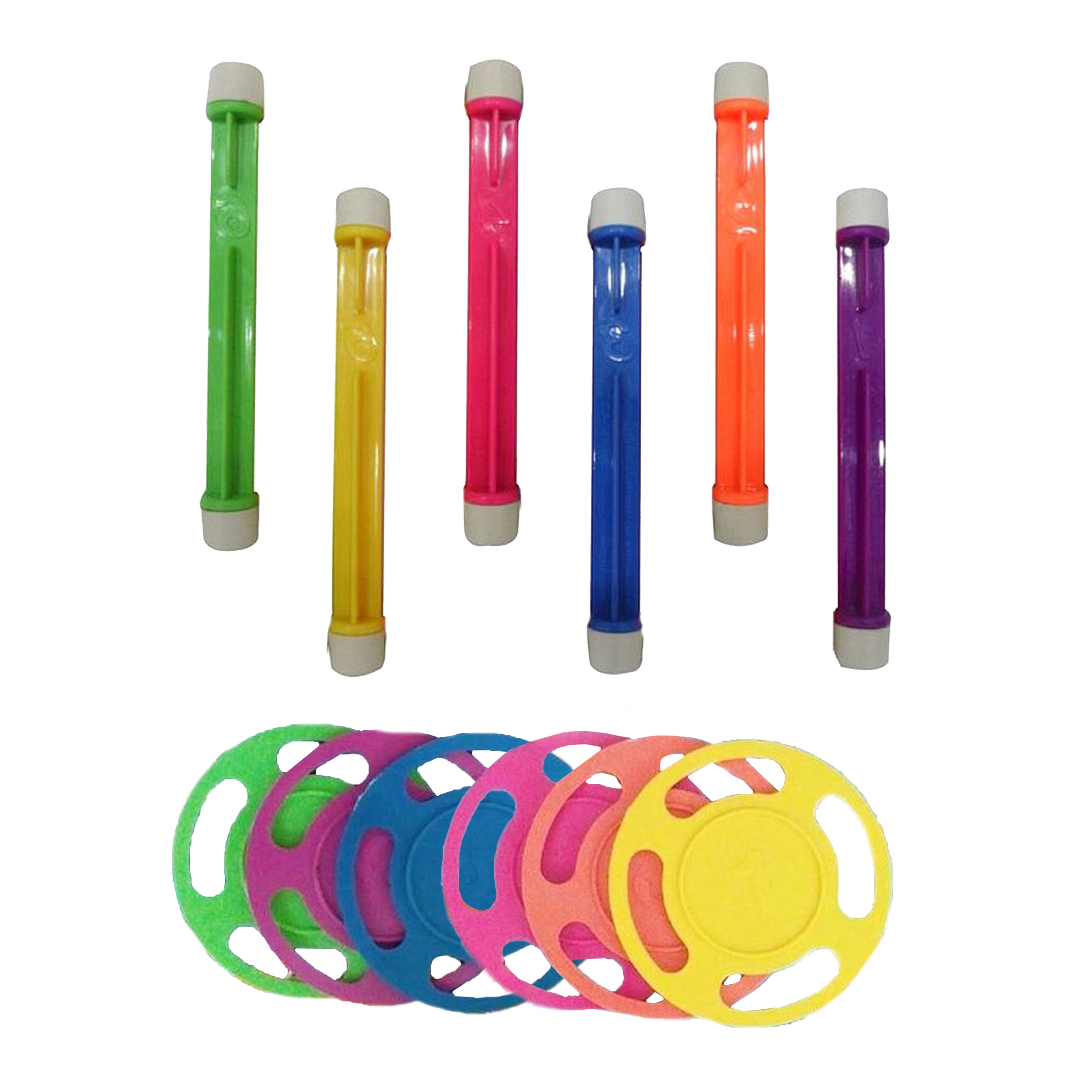 SportX Duikspeelgoed set - 12 stuks - duikstaven en duikringen - gekleurd - duik spel - zwembad speelgoed -