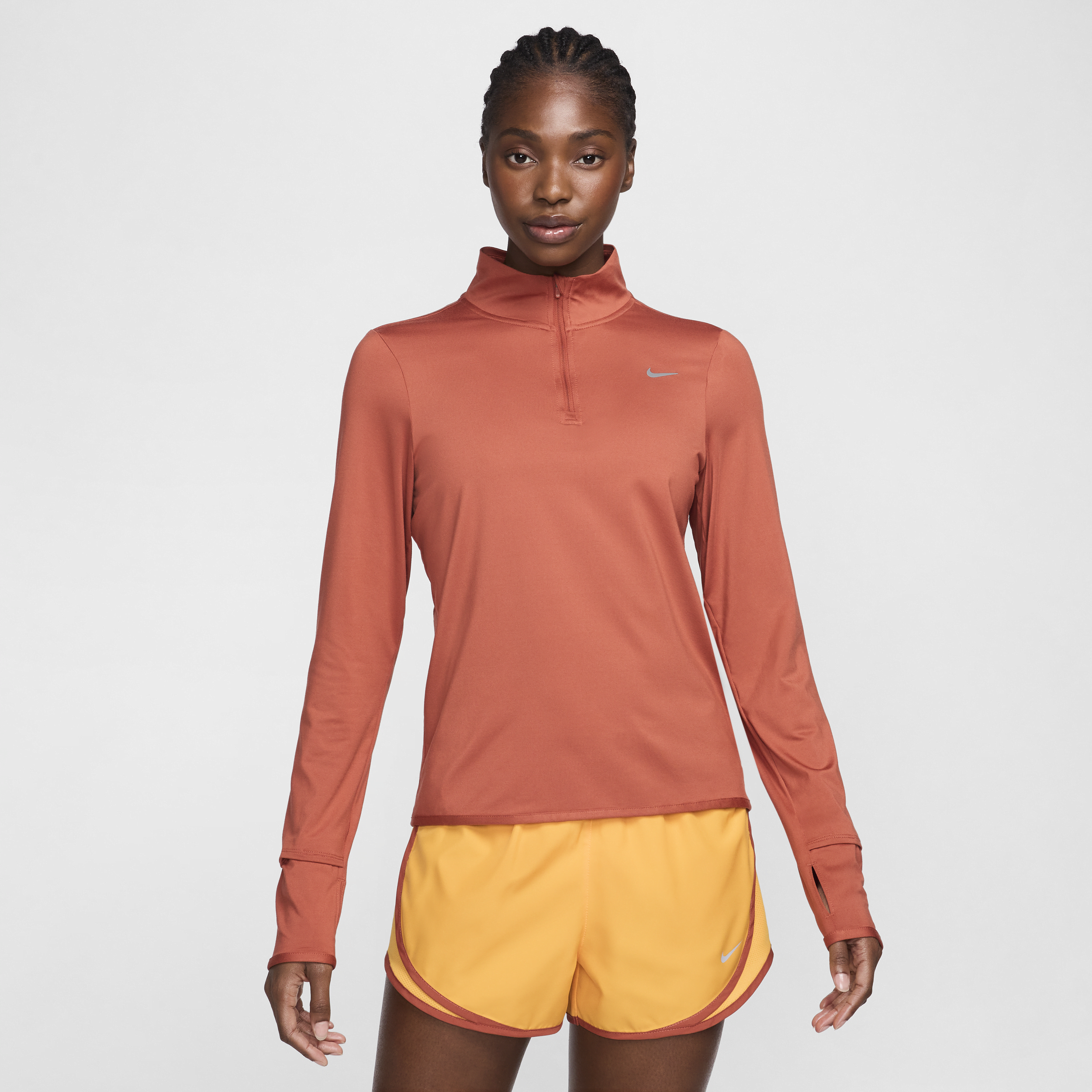Nike Swift hardlooptop met korte rits en UV-bescherming voor dames - Oranje