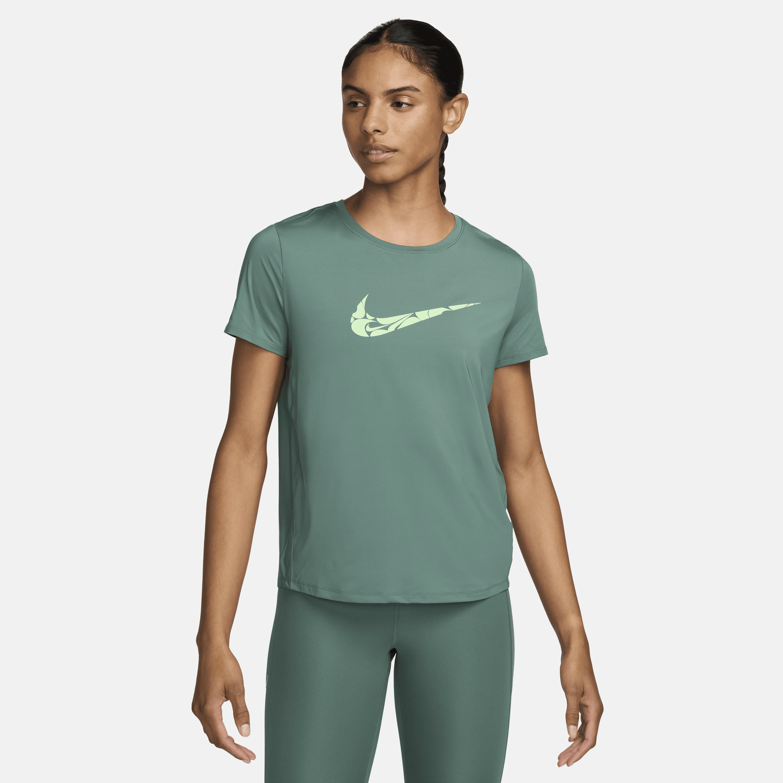 Nike One Swoosh Dri-FIT hardlooptop met korte mouwen voor dames - Groen