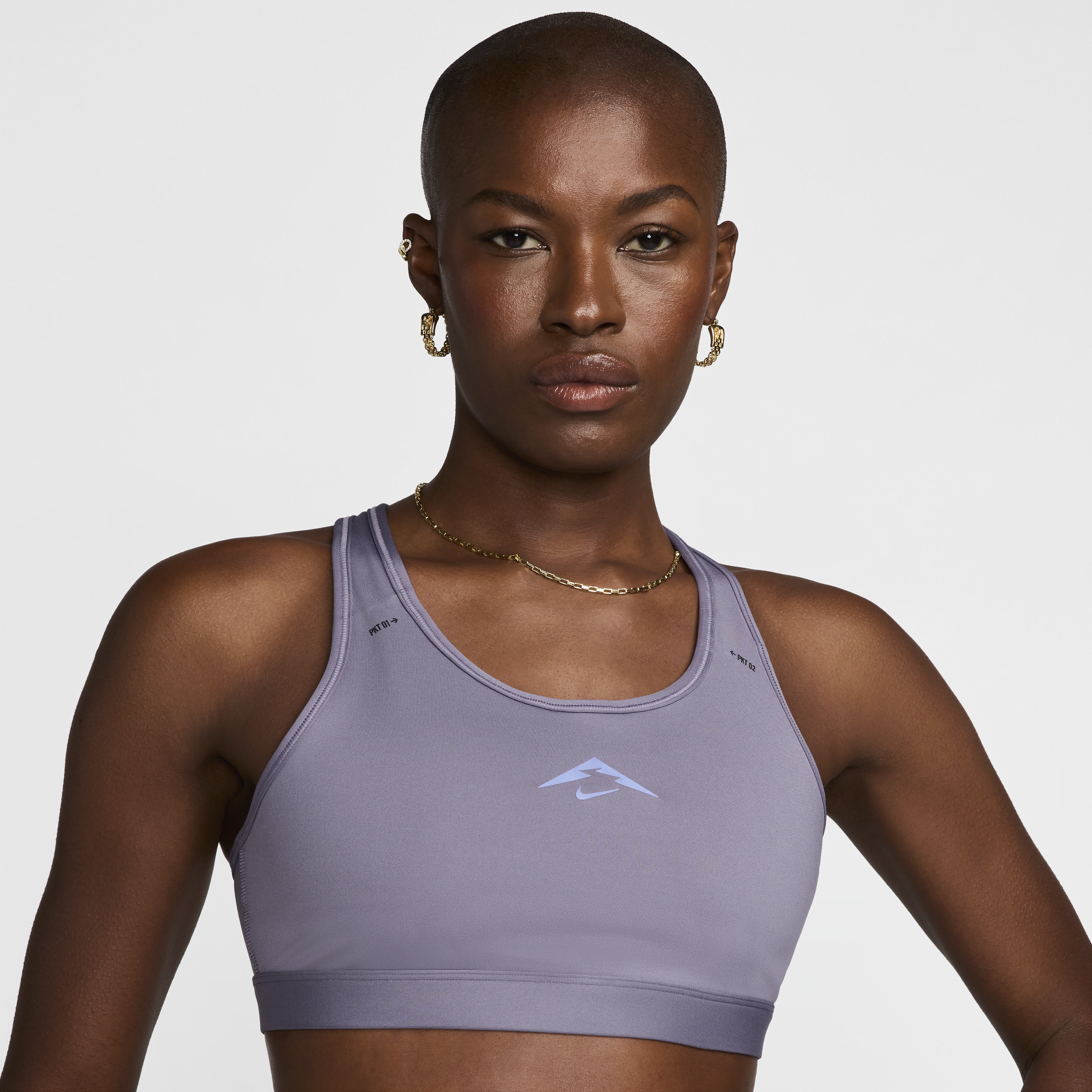 Nike Trail Swoosh On-The-Run licht gevoerde sport-bh met medium ondersteuning - Paars