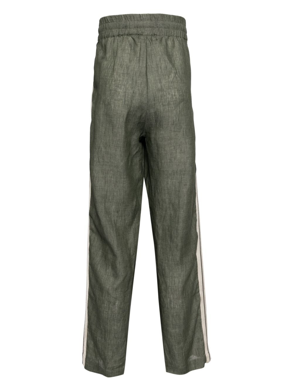 Palm Angels logo-embroidered linen track pants - Groen