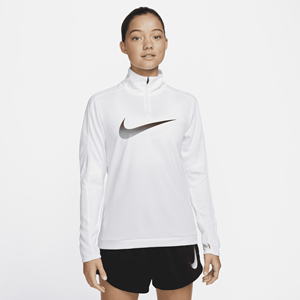 Nike Dri-FIT Swoosh Tussenlaag voor hardlopen met korte rits en lange mouwen voor dames - Wit