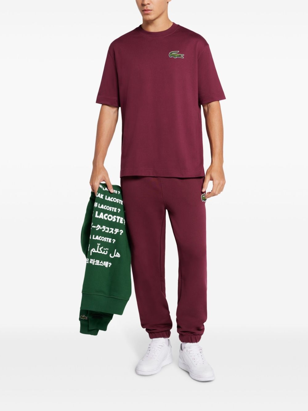 Lacoste logo-patch organic cotton track pants - Rood