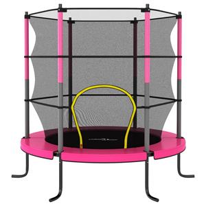 vidaXL Trampoline met veiligheidsnet rond 140x160 cm roze