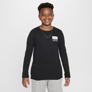 Nike Brooklyn Nets Essential  NBA-shirt met lange mouwen voor jongens - Zwart