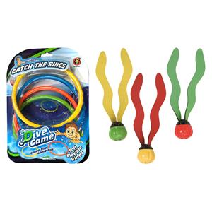 Merkloos Duikringen/ballen zwembad speelgoed - 7-delig - verschillende kleuren - kunststof -