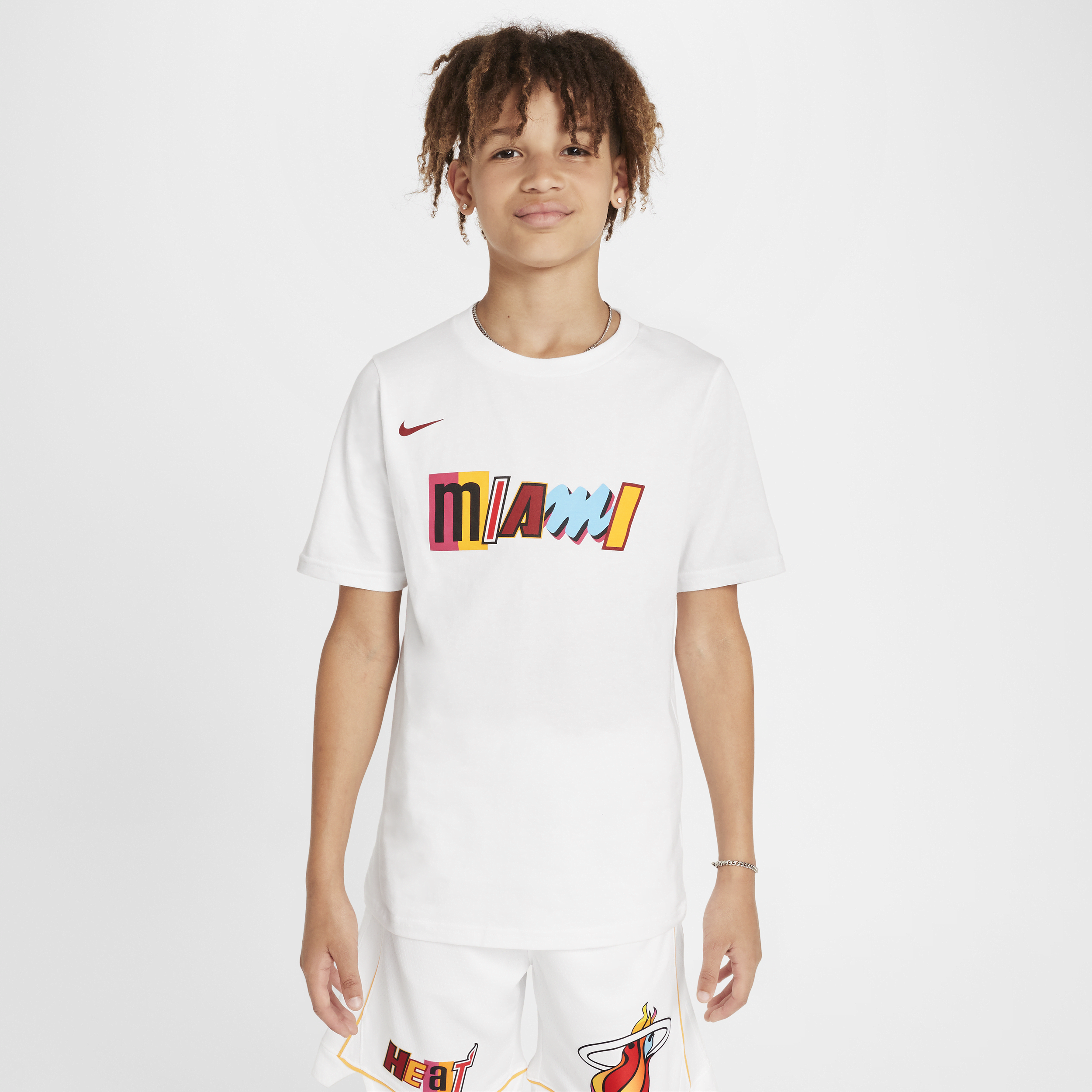 Nike Miami Heat City Edition  NBA-kindershirt met logo - Wit