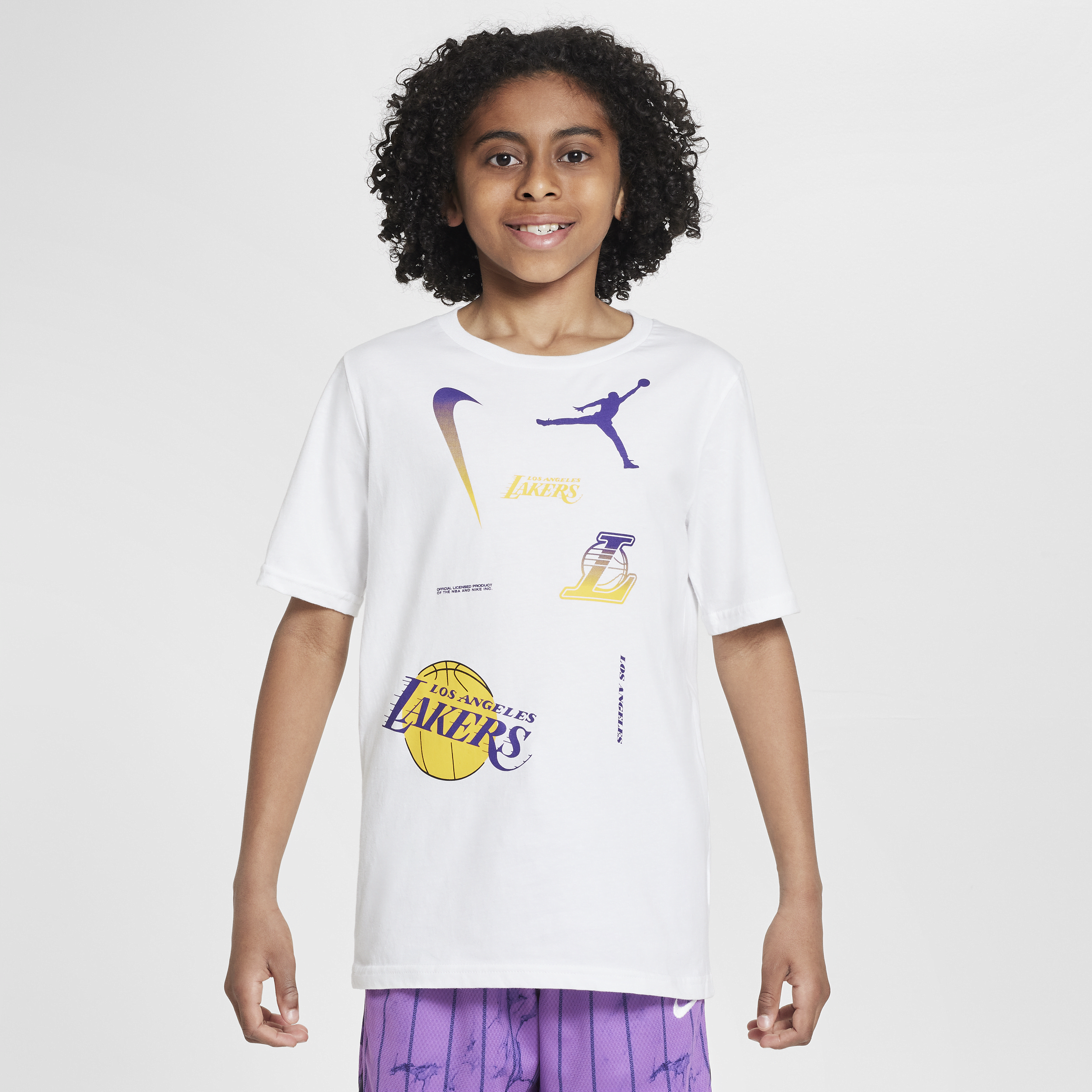 Jordan Los Angeles Lakers Courtside Statement Edition  Max90 NBA-shirt voor kids - Wit