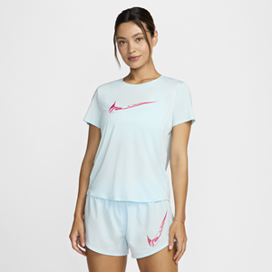 Nike One Dri-FIT hardlooptop met graphic en korte mouwen voor dames - Blauw