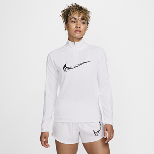 Nike Swoosh Dri-FIT hardlooptussenlaag met korte rits voor dames - Wit