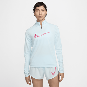 Nike Swoosh Dri-FIT hardlooptussenlaag met korte rits voor dames - Blauw