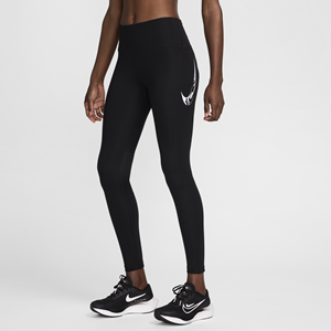 Nike Fast Swoosh 7/8-hardlooplegging met halfhoge taille en zakken voor dames - Zwart