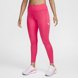 Nike Fast Swoosh 7/8-hardlooplegging met halfhoge taille en zakken voor dames - Roze