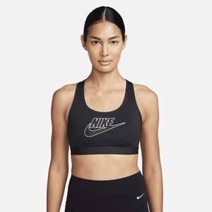 Nike Swoosh Medium Support padded sport-bh met logo - Zwart