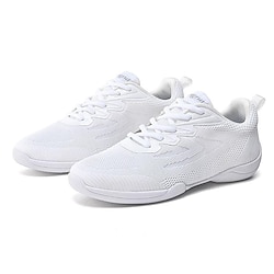 Dames Danssneaker Line dance Buiten Oefenen Cheerleading Sneaker Platte hak Veters Wit