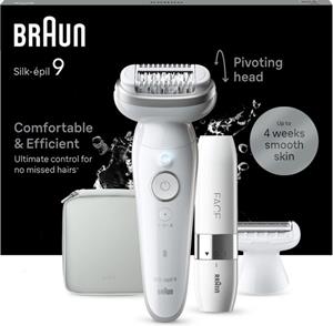 Braun Silk·épil 9 - Epilator Voor Eenvoudige Ontharing - Langdurig Gladde Huid - 9-041 - Wit/Zilver