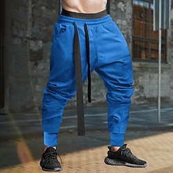 Light in the box Voor heren Joggingbroeken Jogger Broek Vrijetijdsbroek Wafel broek Trekkoord Elastische taille Effen Comfort Zacht Volledige lengte Buitensporten Dagelijks Modieus Streetwear Zwart blauw