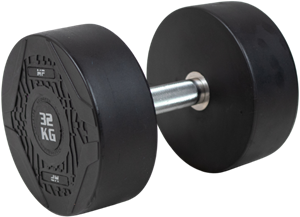 Muscle Power Ronde Dumbbell - Rubber - Per stuk - 32 kg