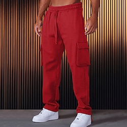 Light in the box Voor heren Joggingbroeken Jogger Broek Cargo-joggingbroek Trekkoord Elastische taille Recht been Effen Comfort Warm Volledige lengte Buitensporten Casual Dagelijks Modieus leuke Style Zwart Rood