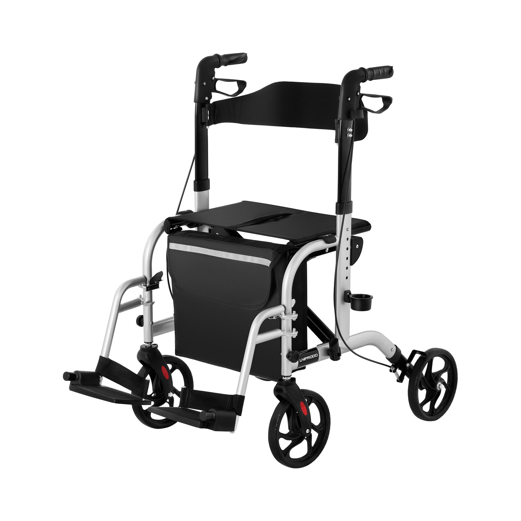 Uniprodo Rollator-transportstoel -transportstoel - zilver - 120 kg