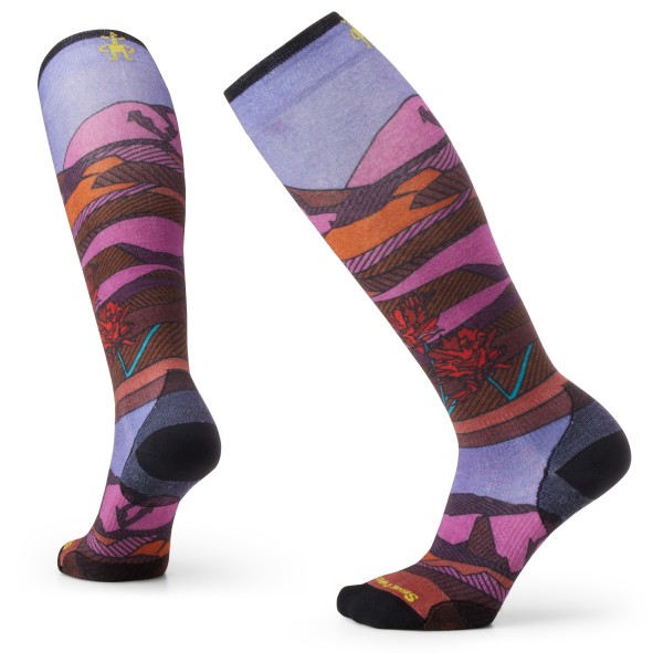 SmartWool  Women's Ski Zero Cushion Floral Field Print OTC - Skisokken, purper