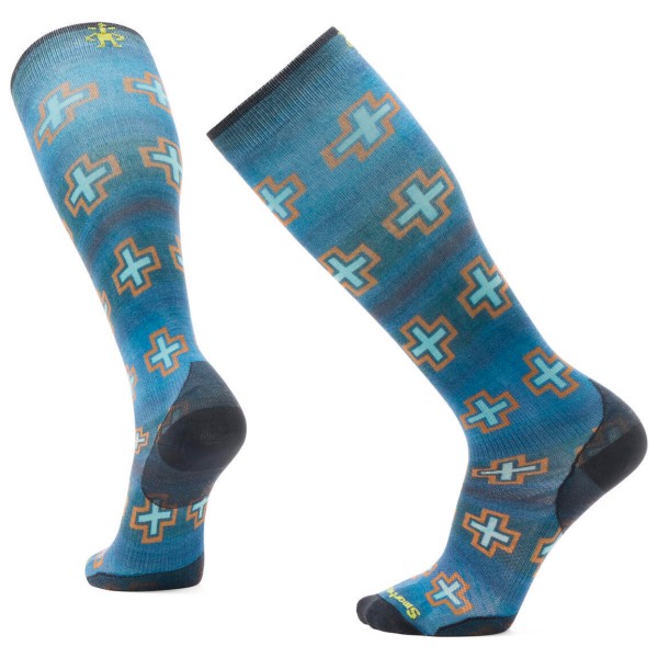 SmartWool  Ski Zero Cushion Paths Crossed Print OTC Socks - Skisokken, blauw