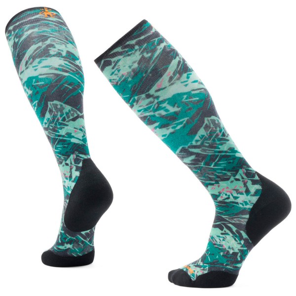 SmartWool  Ski Targeted Cushion Green Slopes Print OTC Socks - Skisokken, turkoois