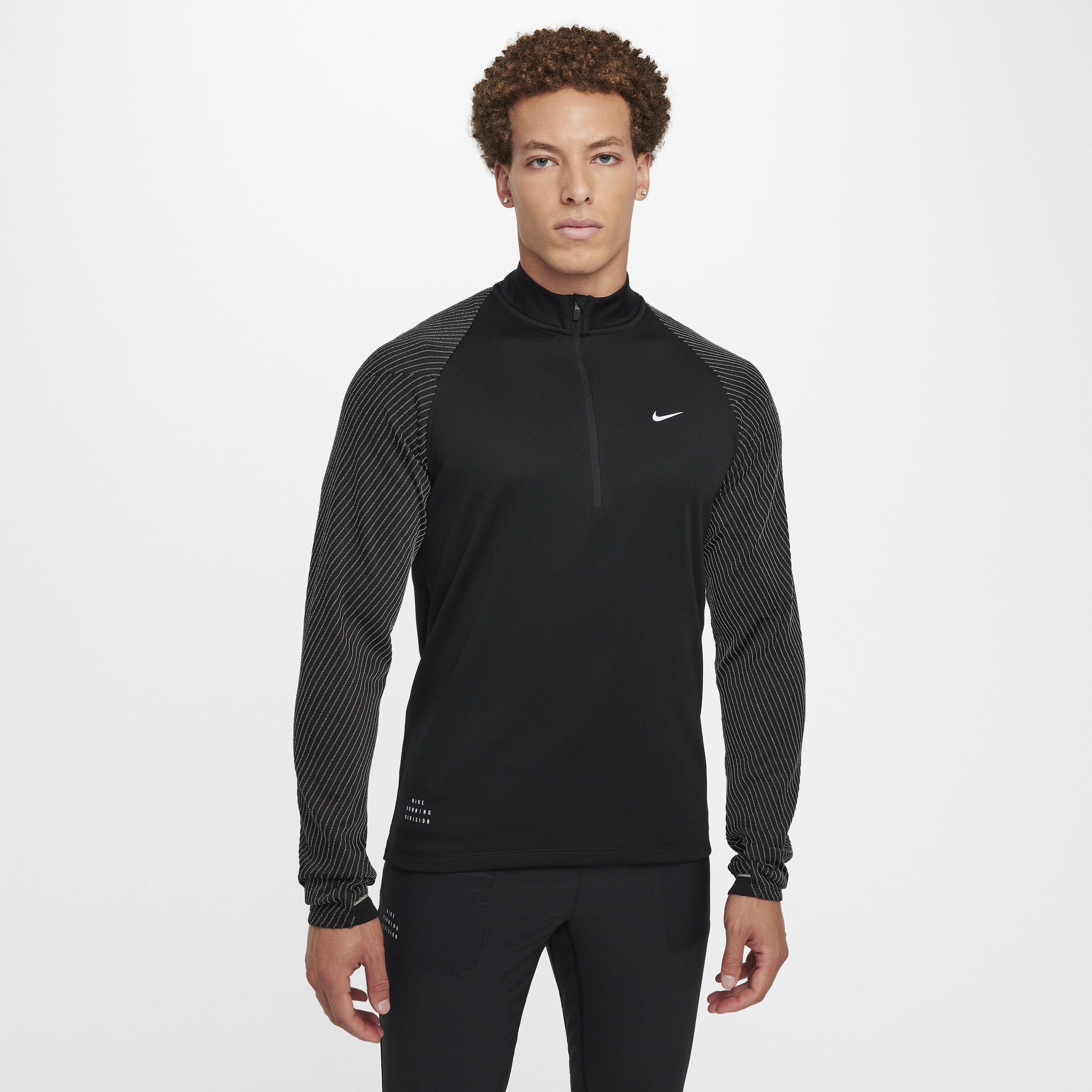 Nike Running Division Dri-FIT hardlooptop met halflange rits voor heren - Zwart