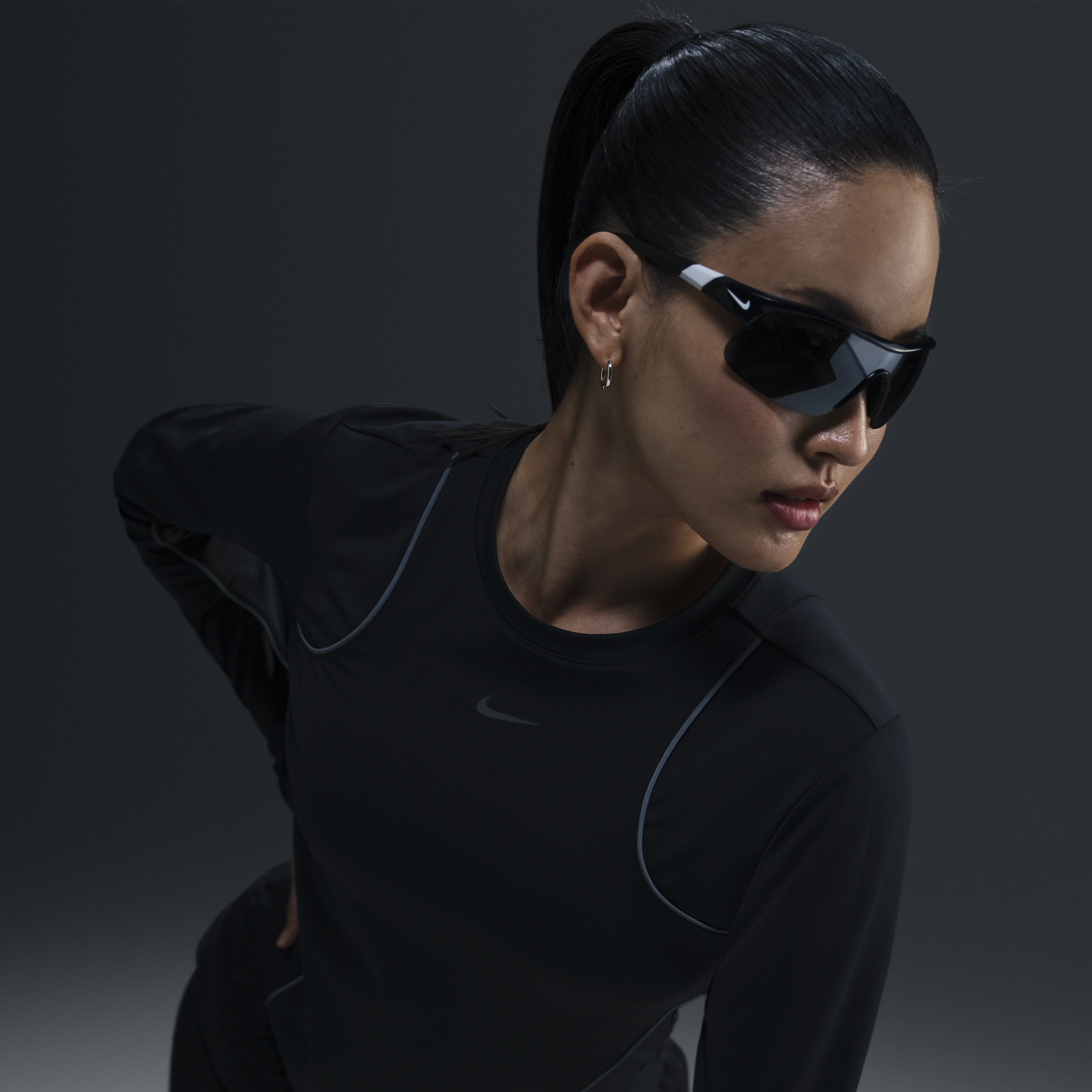 Nike Running Division hardlooptop met lange mouwen voor dames - Zwart