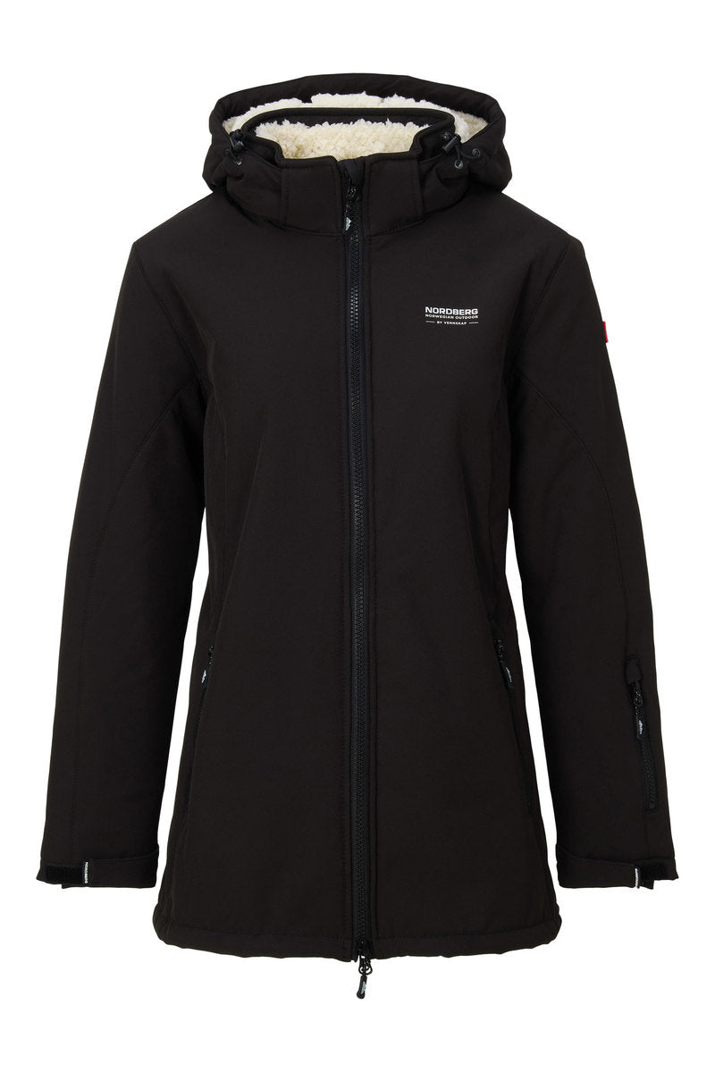 Nordberg Teddy Sherpa gevoerde softshell ski jas dames zwart