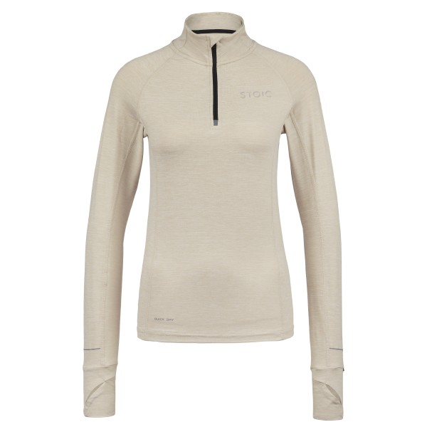 Stoic  Women's HelsingborgSt. Performance L/S with Zip - Hardloopshirt, beige