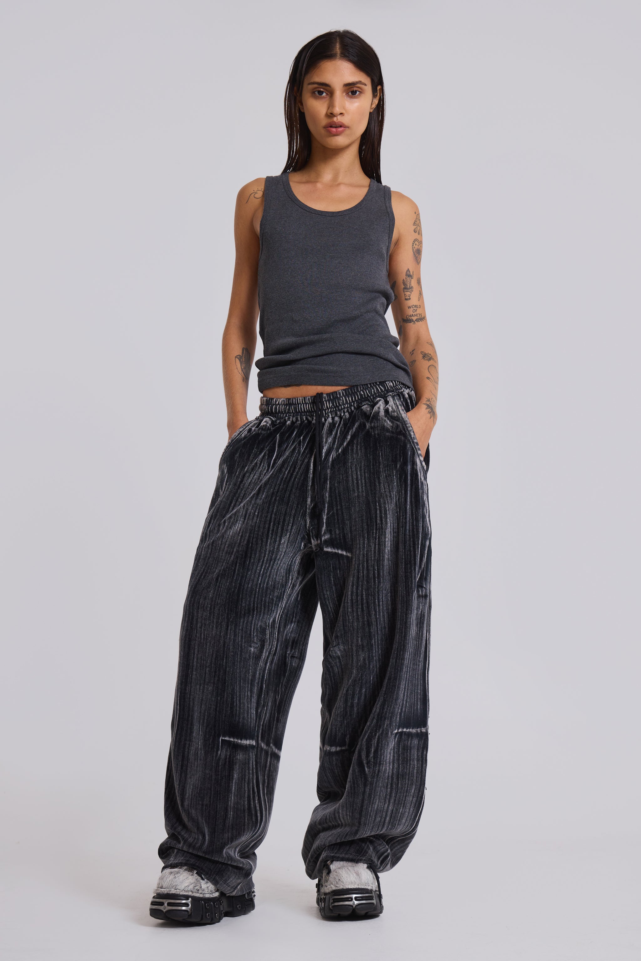 Jaded London Crease Velour Monster Joggers