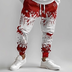 Light in the box Kerstmis Kerstman Eland Modieus Casual Voor heren Joggingbroeken Jogger Broeken Zak Medium Taille Trekkoord elastische taille Feest / Avond Dagelijks gebruik Lente Herfst Winter 3D-afdrukken Normale