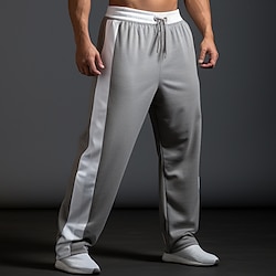 Light in the box Voor heren Joggingbroeken Joggingbroek met wijde pijpen Broek Zak Trekkoord Elastische taille Kleurenblok Comfort Ademend Buiten Dagelijks Uitgaan Modieus Casual Zwart Donkergrijs