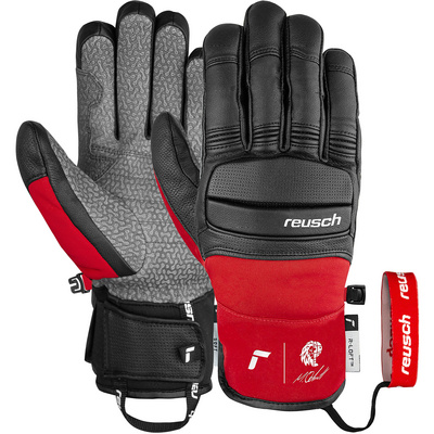 Reusch Marco Odermatt skihandschoenen leer zwart/rood heren