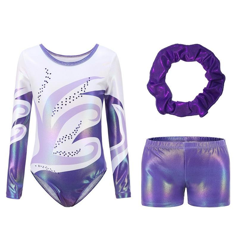 Sunnyway 5-12 jaar meisjes borduurwerk glitter ballet maillots gymnastiektraining bodysuits set danskledingpakken