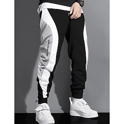 Light in the box Voor heren Joggingbroeken Broek Zak Trekkoord Elastische taille Effen Comfort Ademend Buiten Dagelijks Uitgaan Modieus Casual Zwart Wit