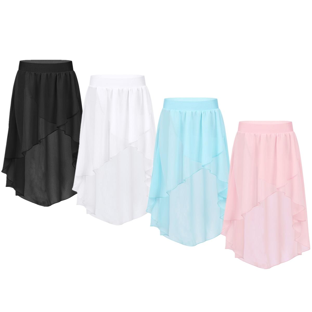 Tiaobug Babymeisjes hoog-laag elastische tailleband chiffon rok voor ballet jazz dans studio oefenoptreden