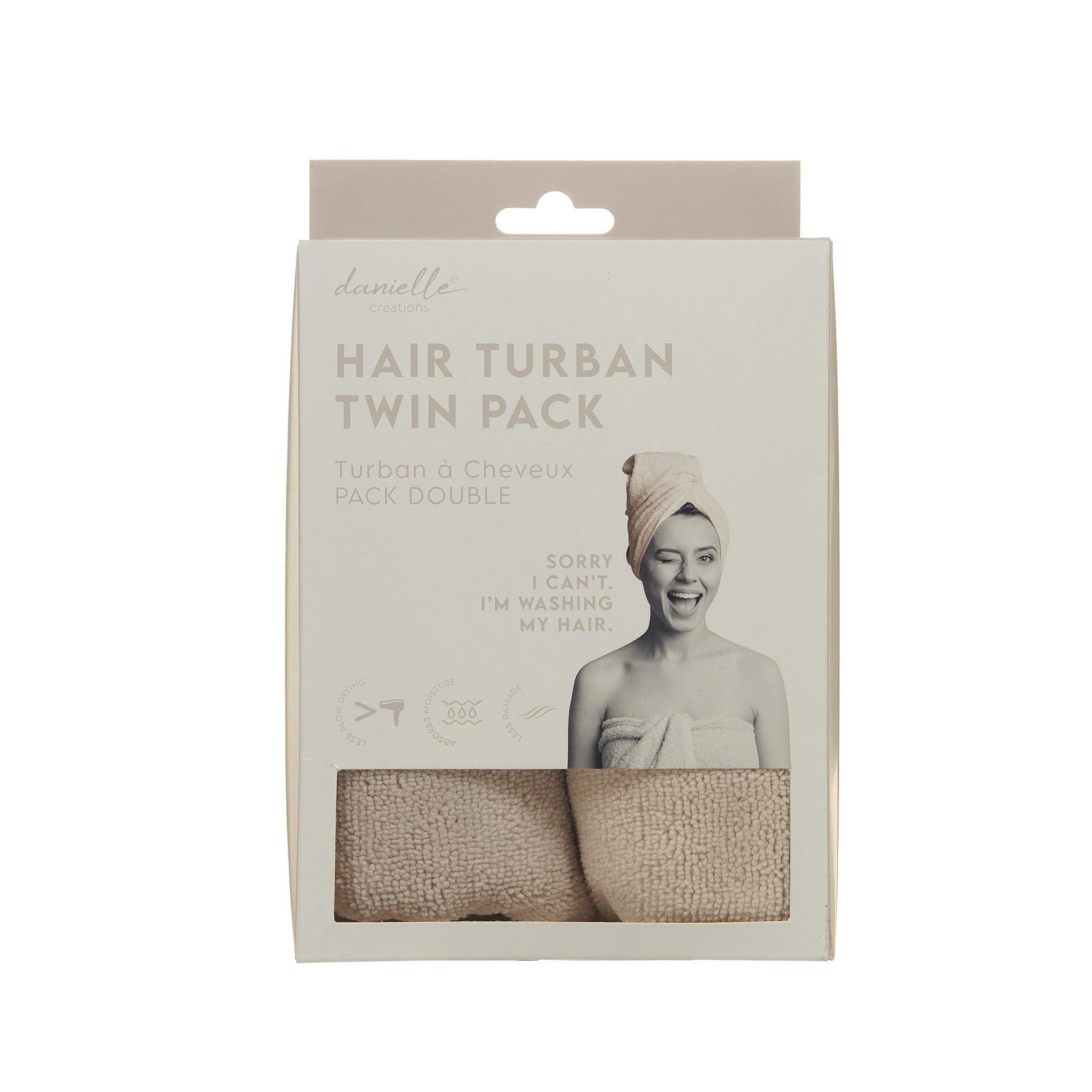 Danielle Creations Hair Turban Twin Pack Grey & Cream 2 st