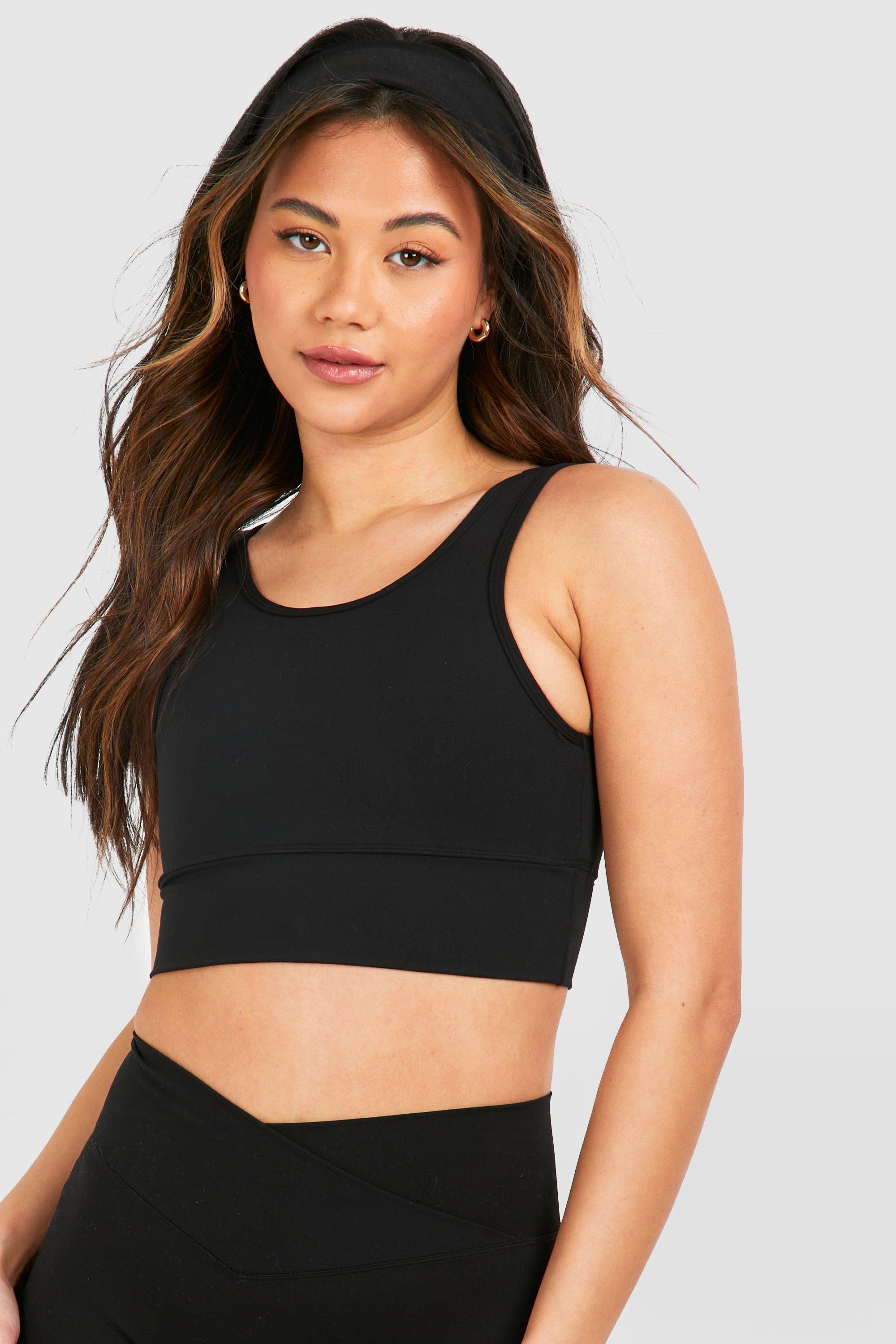 Boohoo Premium Sculpt Gewatteerde Sport Bh Met Diepe Zoom, Black