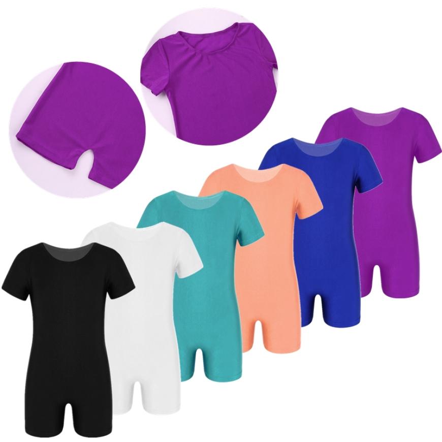 IEFiEL Kinderen jongens meisjes een stuk actieve korte mouwen gymnastiek-oefening jumpsuit balletdans hardlopen workout bodysuit 3-4 Years zwart