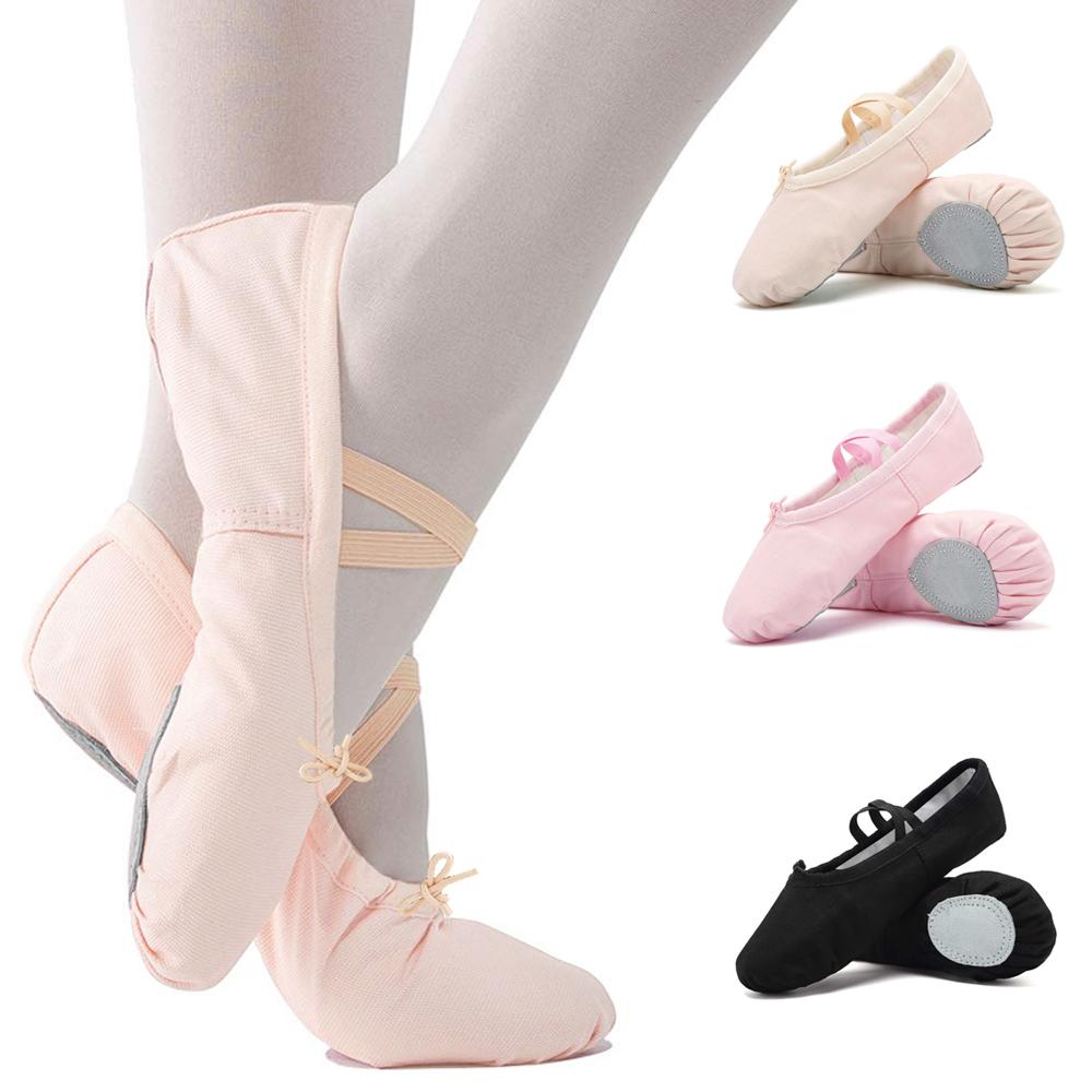 Happy Market Ballet Kinderpantoffels Balletschoenen voor meisjes Canvas Dansschoenen Dans Gymnastiek Yoga Flats 25 zwart