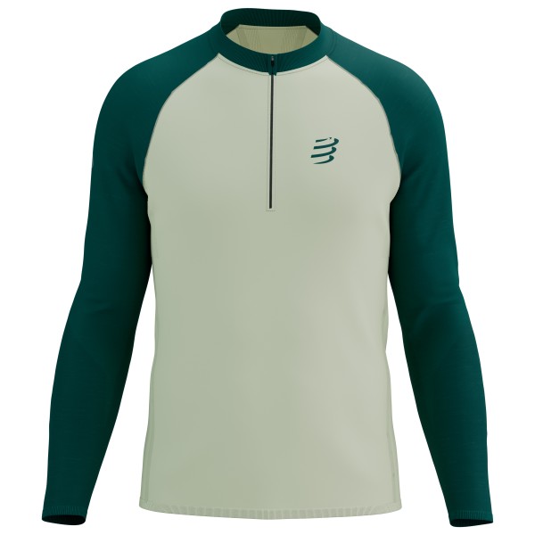 Compressport  Trail Half Zip L/S T-Shirt - Hardloopshirt, grijs/groen