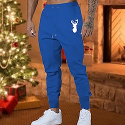 Light in the box Voor heren Kerst Broek Joggingbroeken Jogger Broek Zak Trekkoord Elastische taille Hert Comfort Kerstmis Buitensporten Modieus Casual Zwart Geel Micro-elastisch